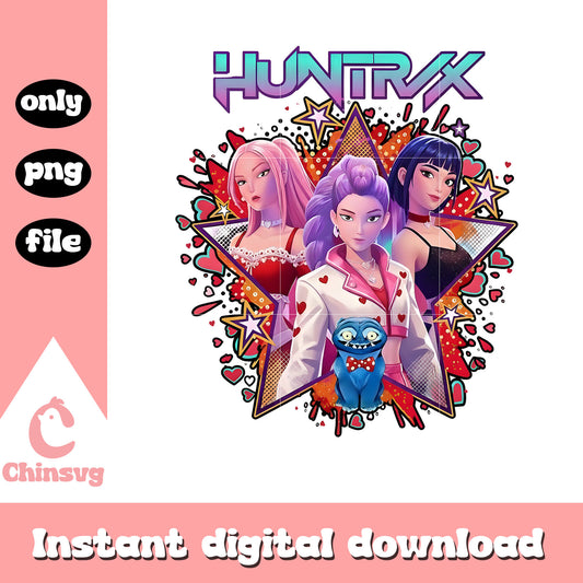 Star girls band huntrix png, kpop valentines cards​ png