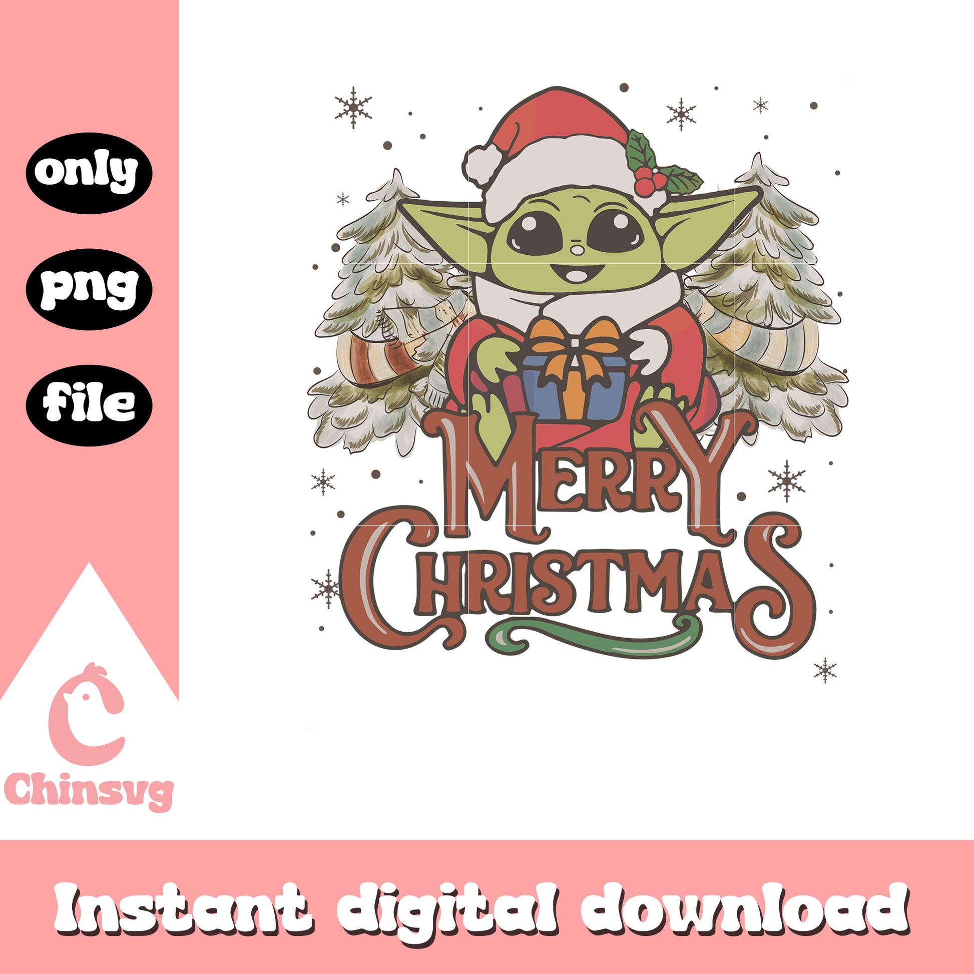 Star wars baby yoda merry christmas tree png, baby yoda movie png