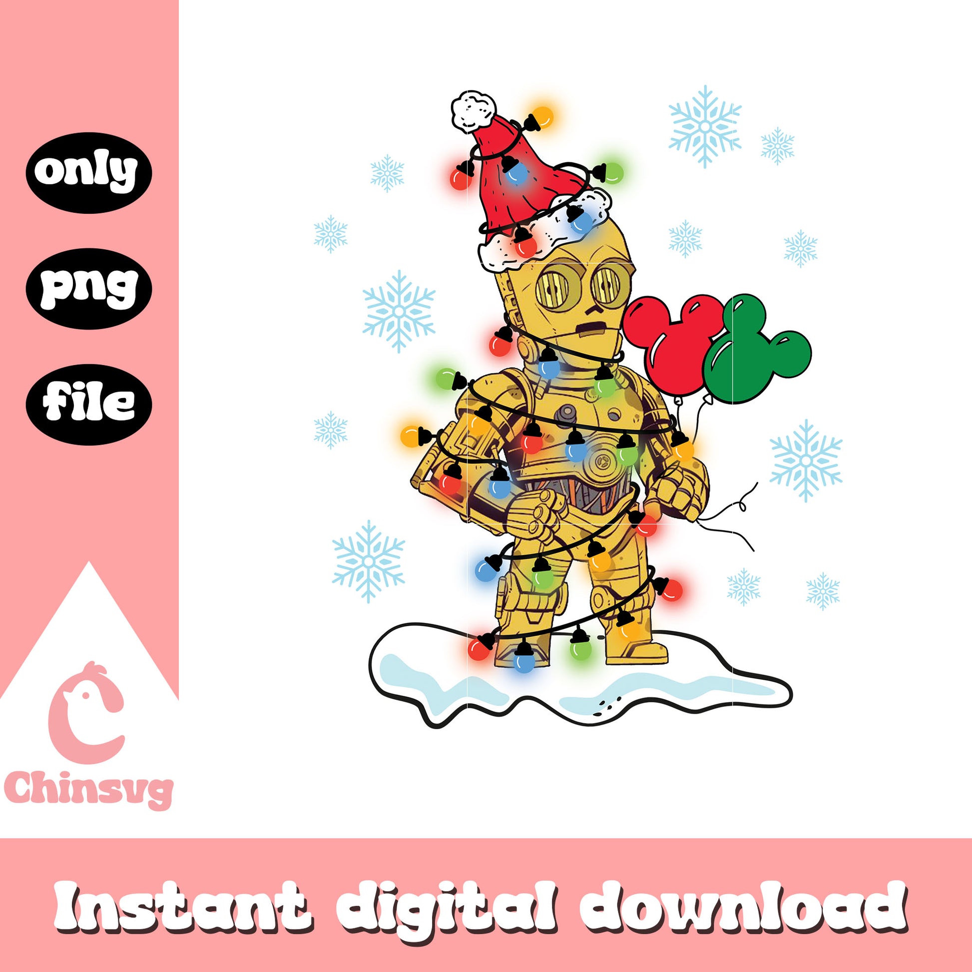 Star wars c-3po disney christmas lights png, c 3po star wars png