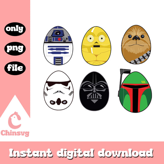 Star wars characters face easter design png, star wars easter​ png