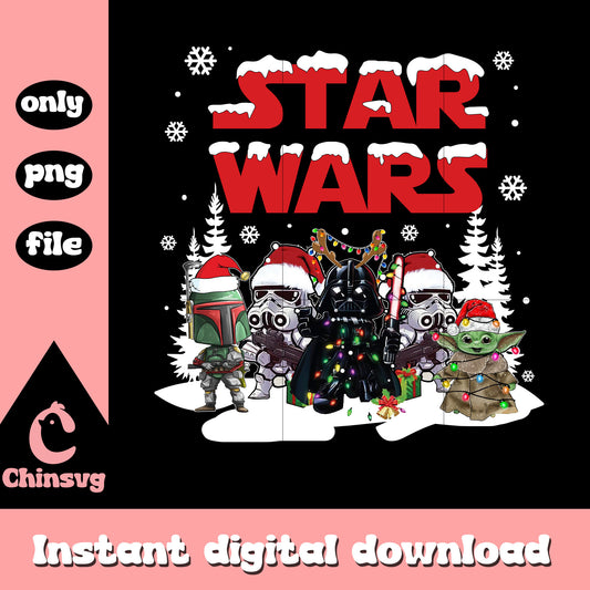 Star wars characters on christmas png, star wars movie png