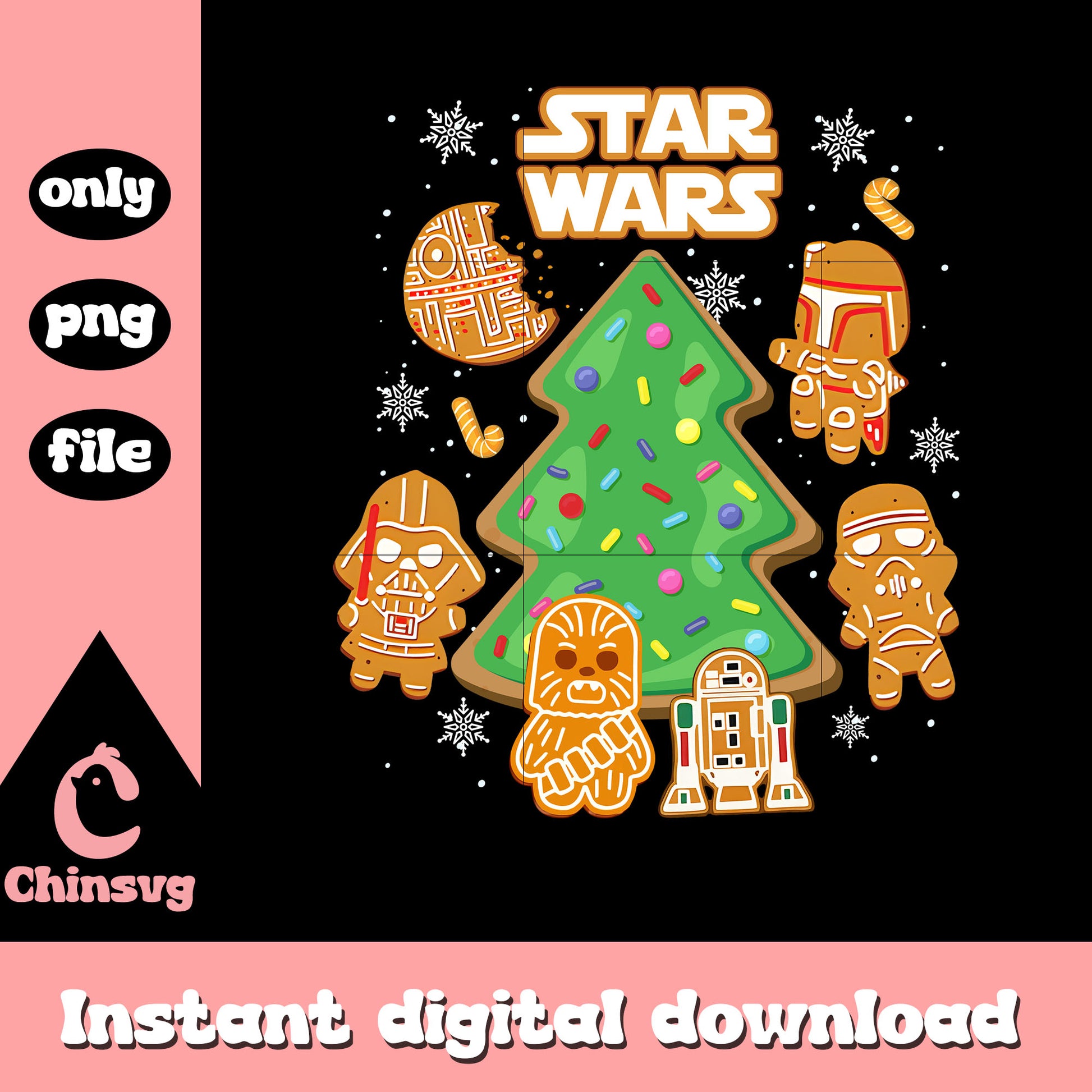 Star wars christmas gingerbread tree png, star wars png
