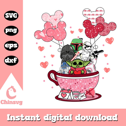Star wars coffee cup balloon valentine svg, Star wars svg