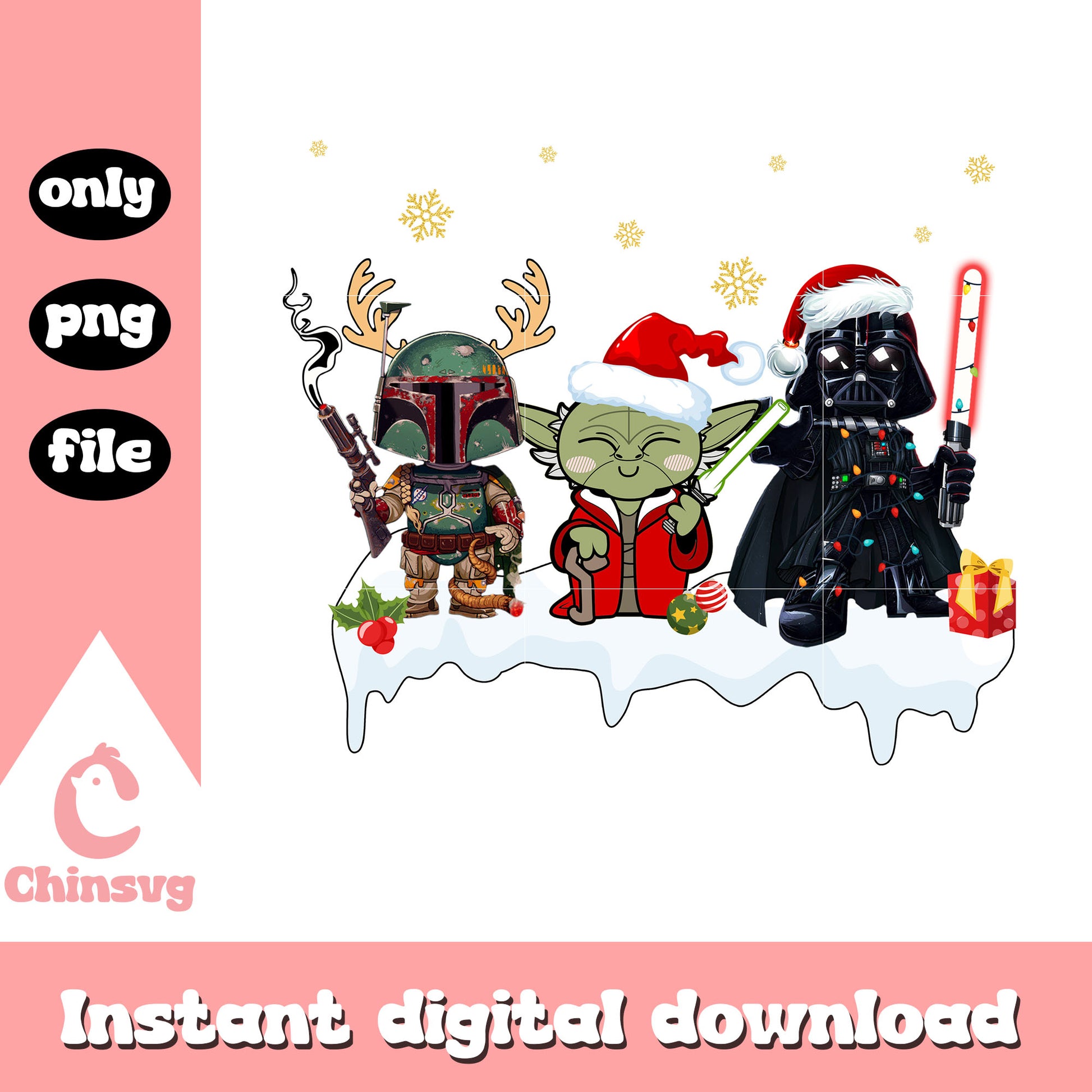 Star wars happy funny christmas winter png, christmas decor png