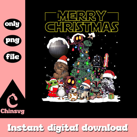 Star wars merry christmas tree design png, happy xmas png