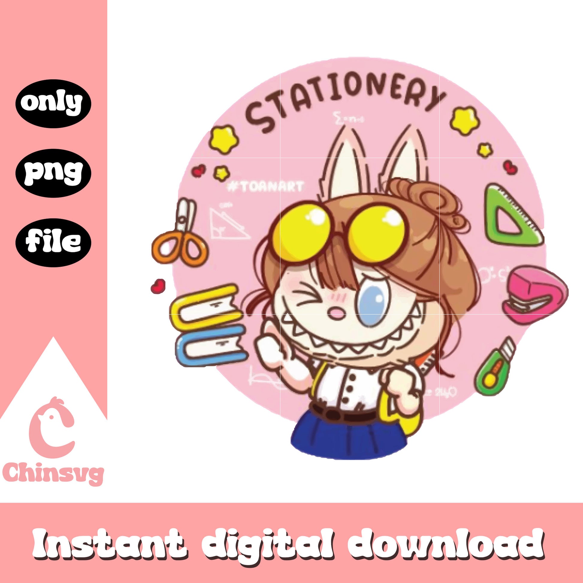 Stationery labubu cute doll design png, labubu clipart png