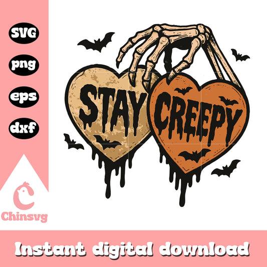 Stay creepy horror design svg, horror halloween svg, creepy svg