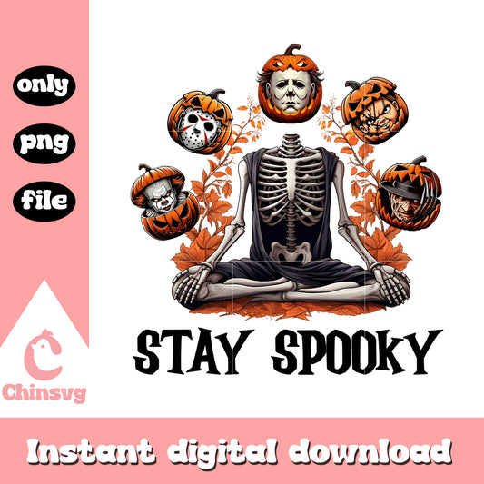 Stay spooky horror characters skull design png, skull halloween png