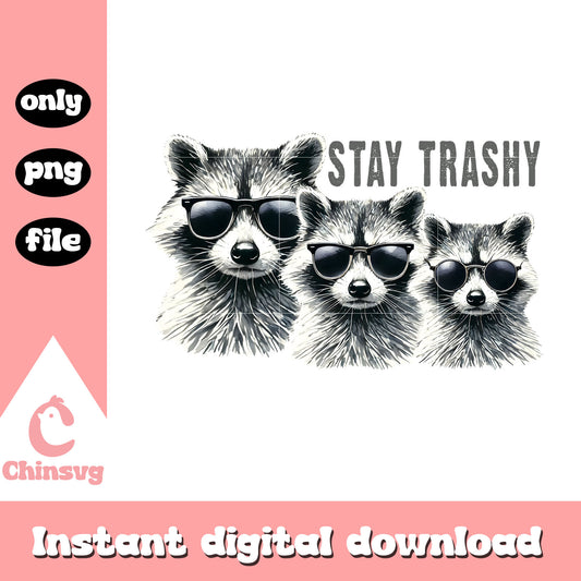 Stay trashy raccoon design png, raccoon drawing png