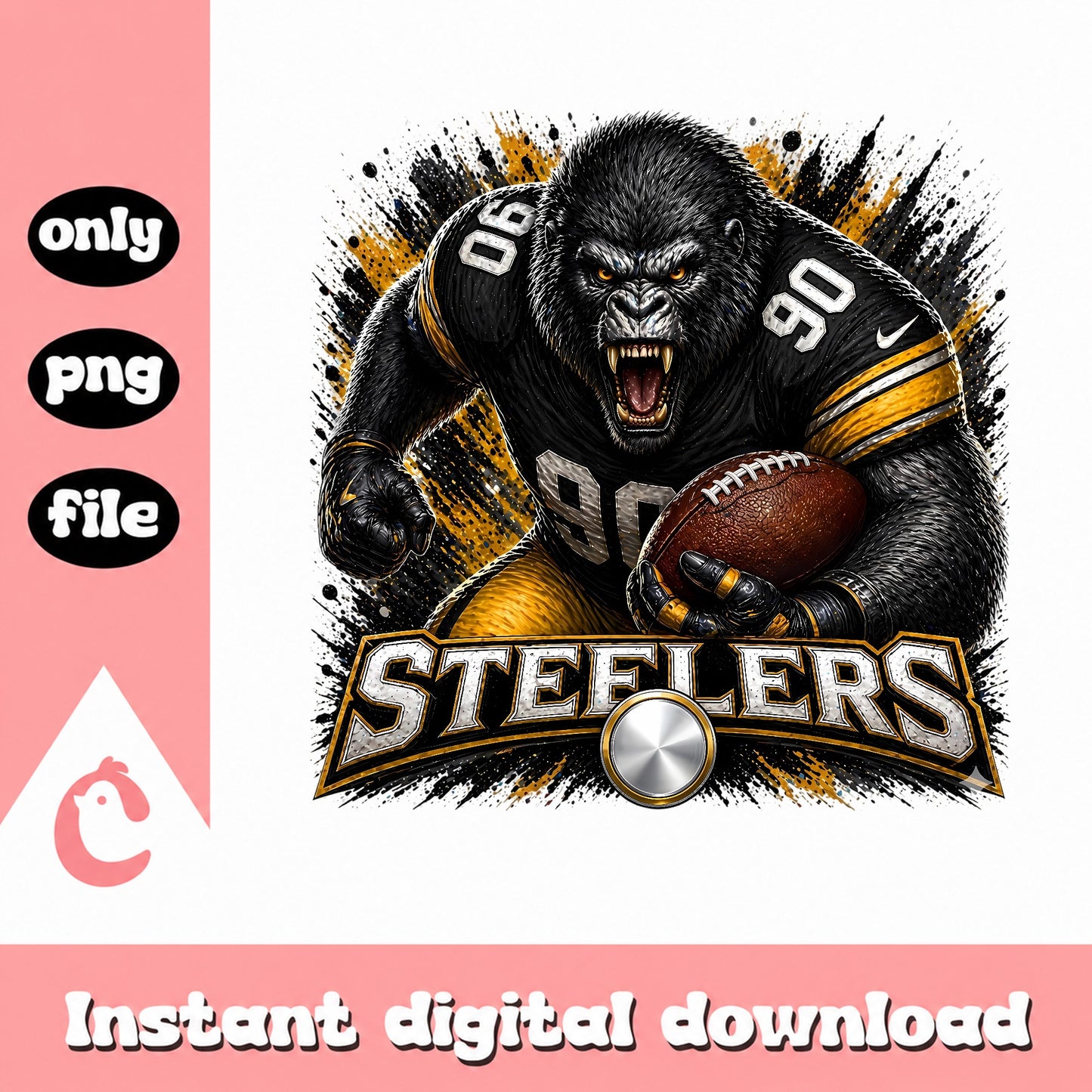 Steelers Gorilla Football PNG, Pittsburgh Steelers PNG, NFL PNG