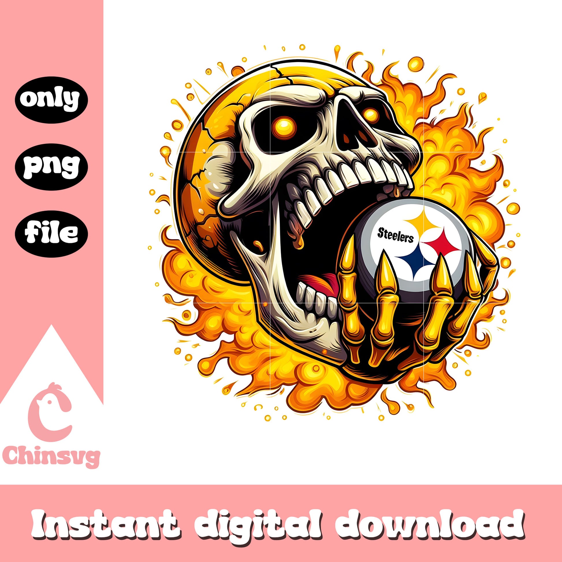 Steelers skullcap yellow fire png, nfl pittsburgh steelers​​ png