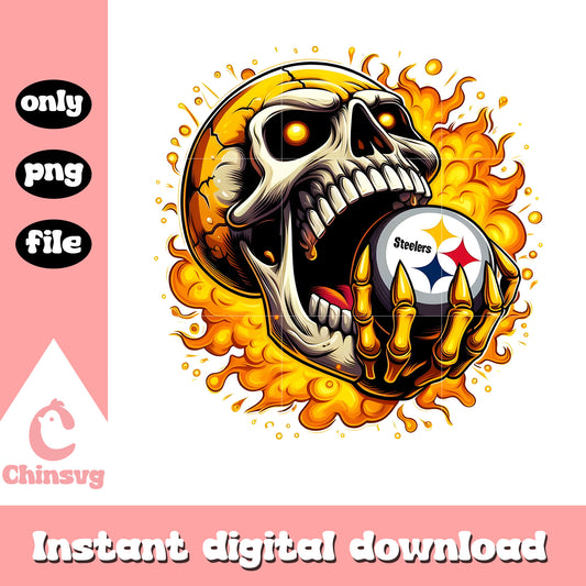Steelers skullcap yellow fire png, nfl pittsburgh steelers​​ png