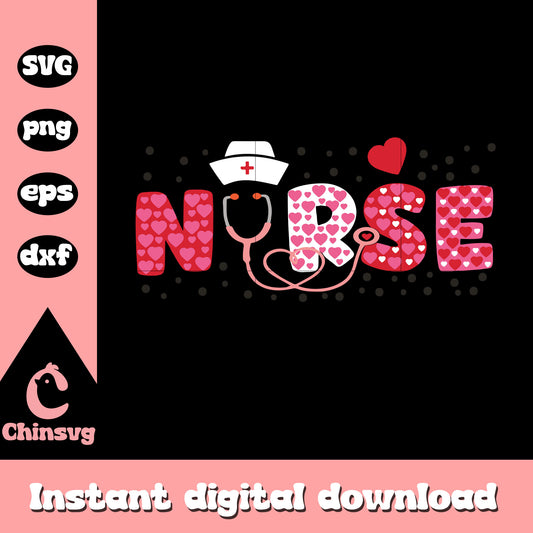 Stethoscope nurse valentine svg, nurse svg, valentine svg