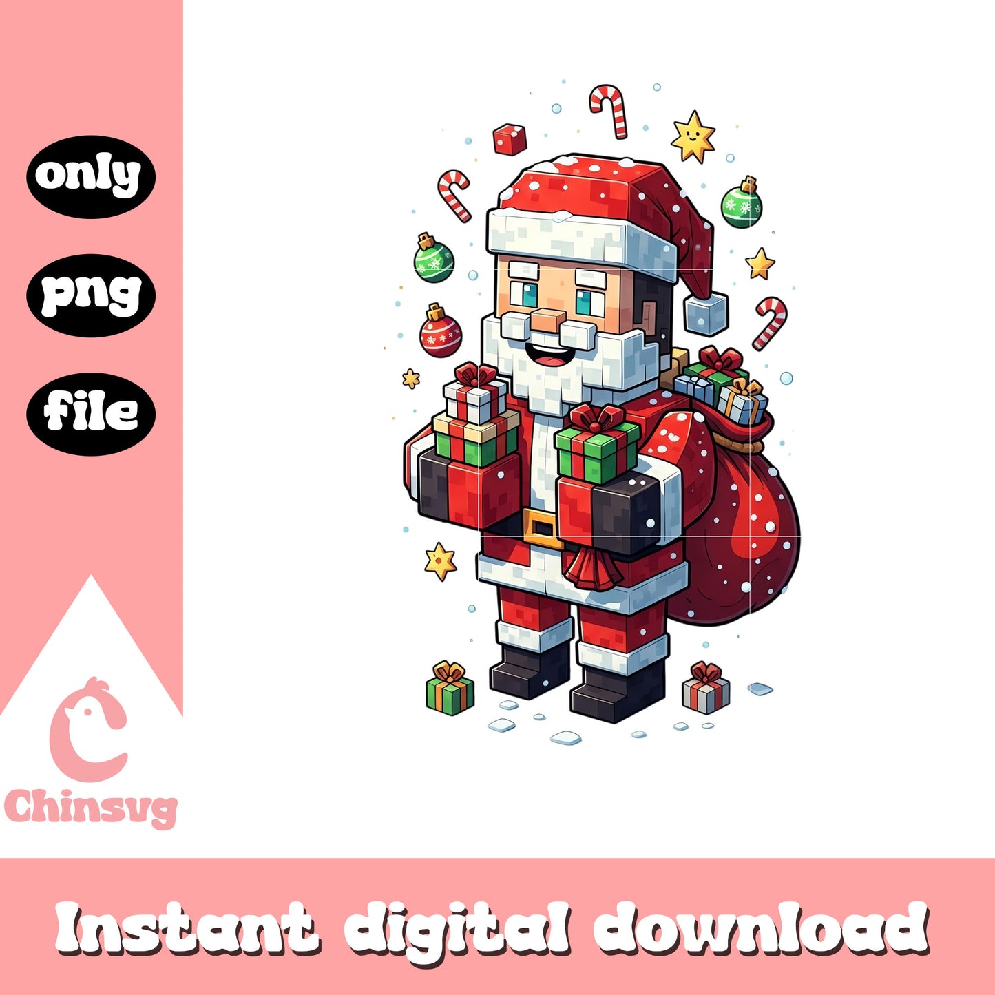 Steve character cosplay santa claus png, minecraft png