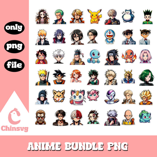 Sticker anime movies characters bundle png