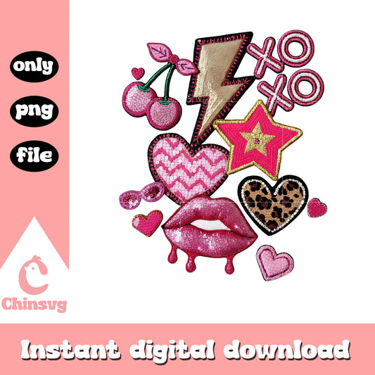 Sticker crochet lips design png, valentines day love​​ png