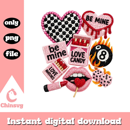Sticker hearts caro crochet png, valentines day love​ png