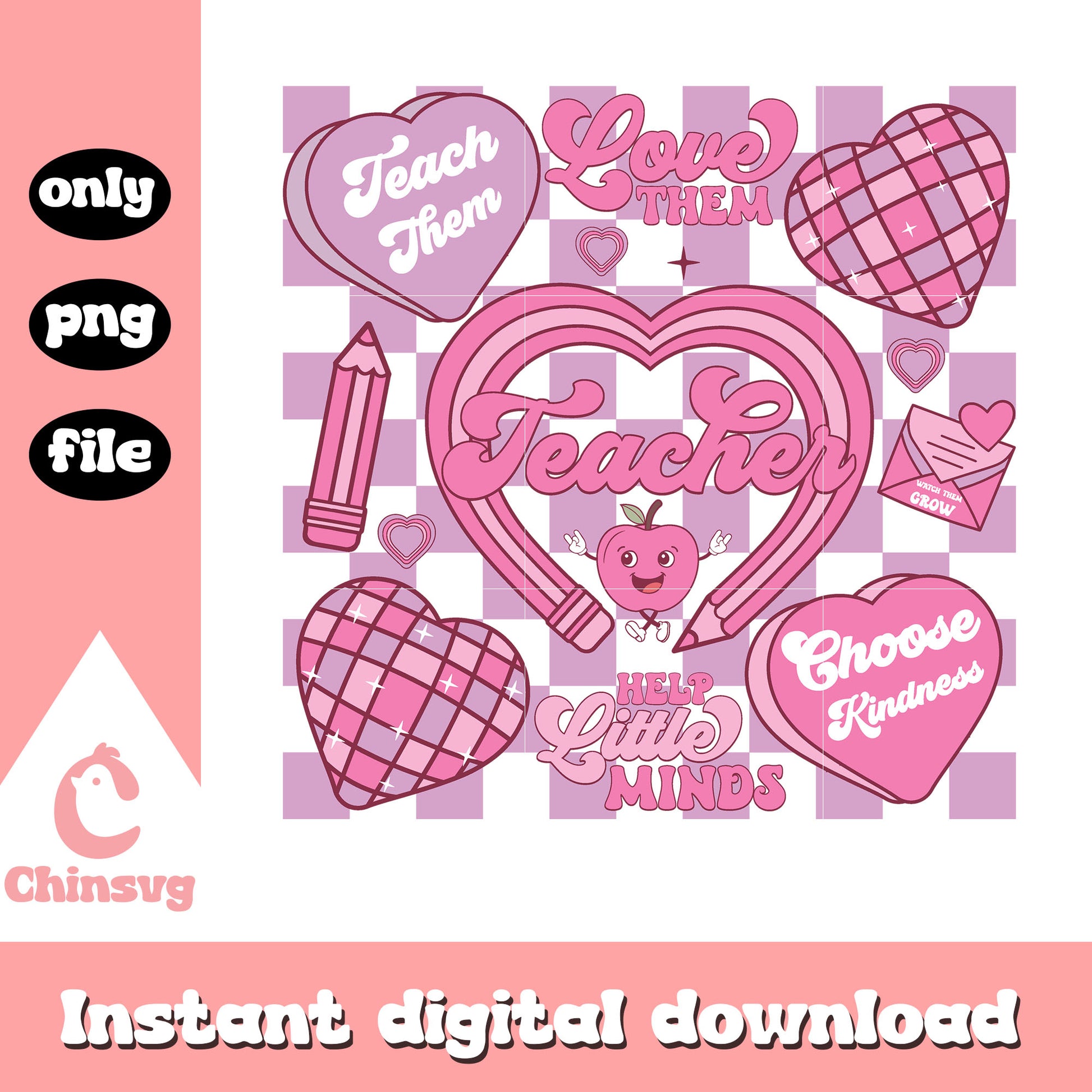 Sticker teacher valentine pink png, valentines day sticker​ png