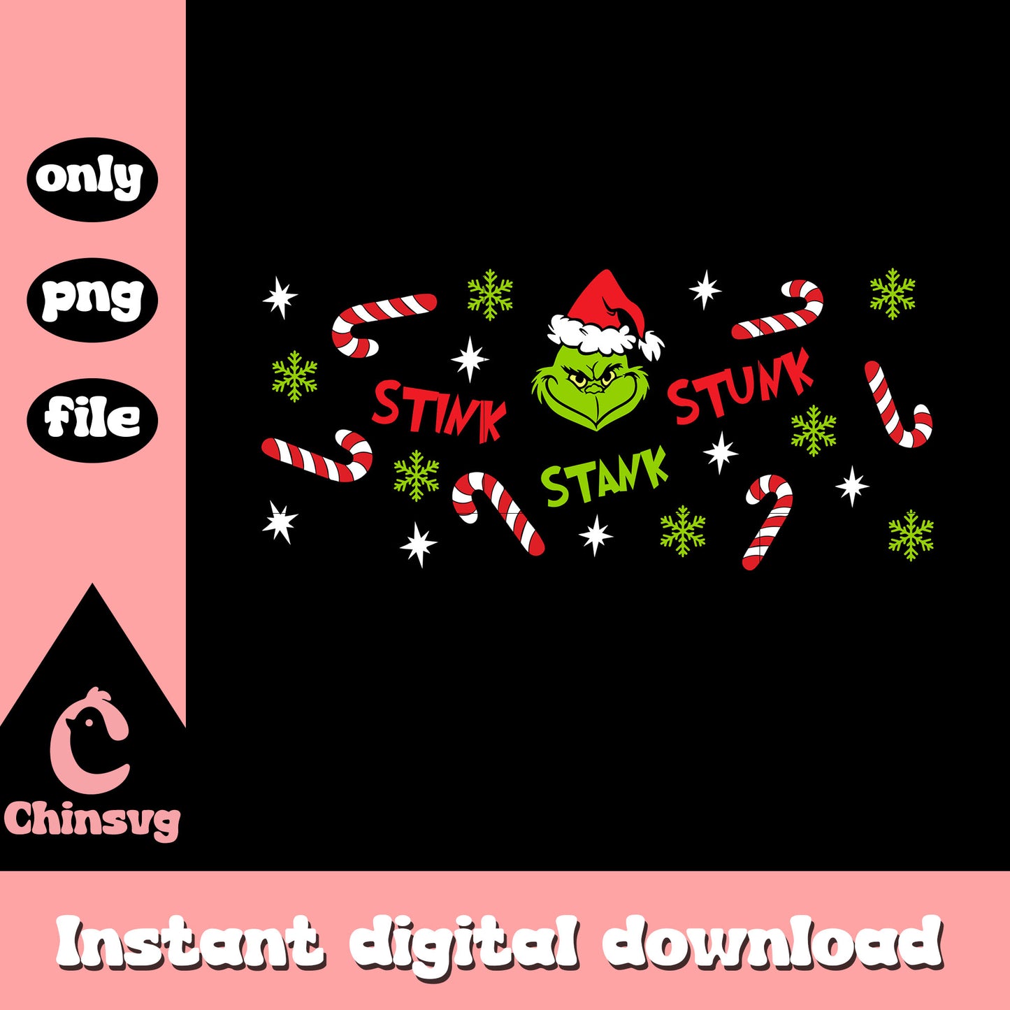 Stink stank stunk grinch christmas cane png, christmas candy png