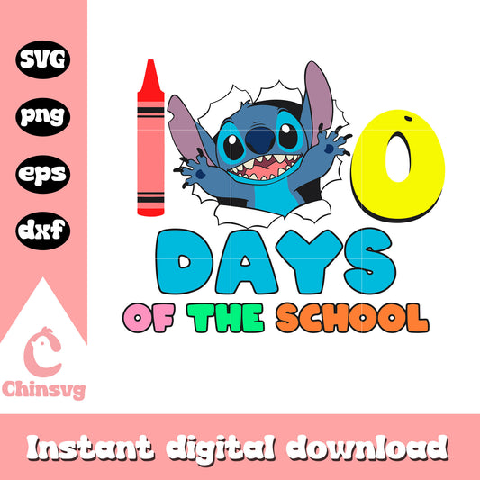 Stitch 100 days of school svg, stitch svg, school day svg