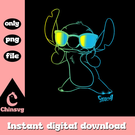 Stitch Cool Neon Outline png, Stitch Outline png, stitch neon png