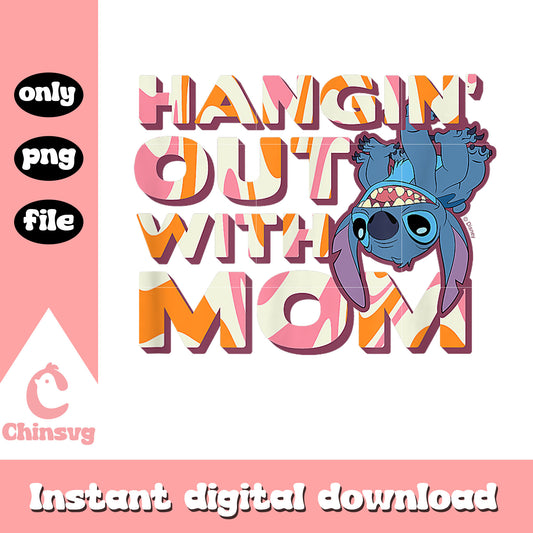 Stitch Hanging Out With Mom pattern font png, mom day png