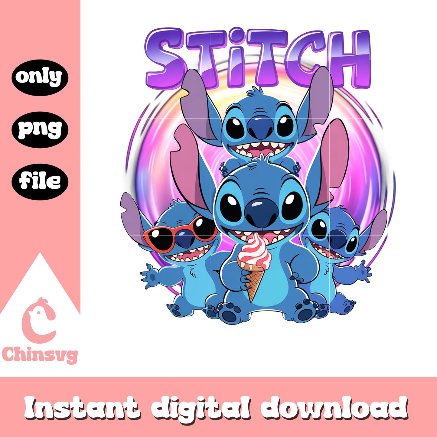 Stitch Multi Pose stitch neon text png, stitch ice cream png