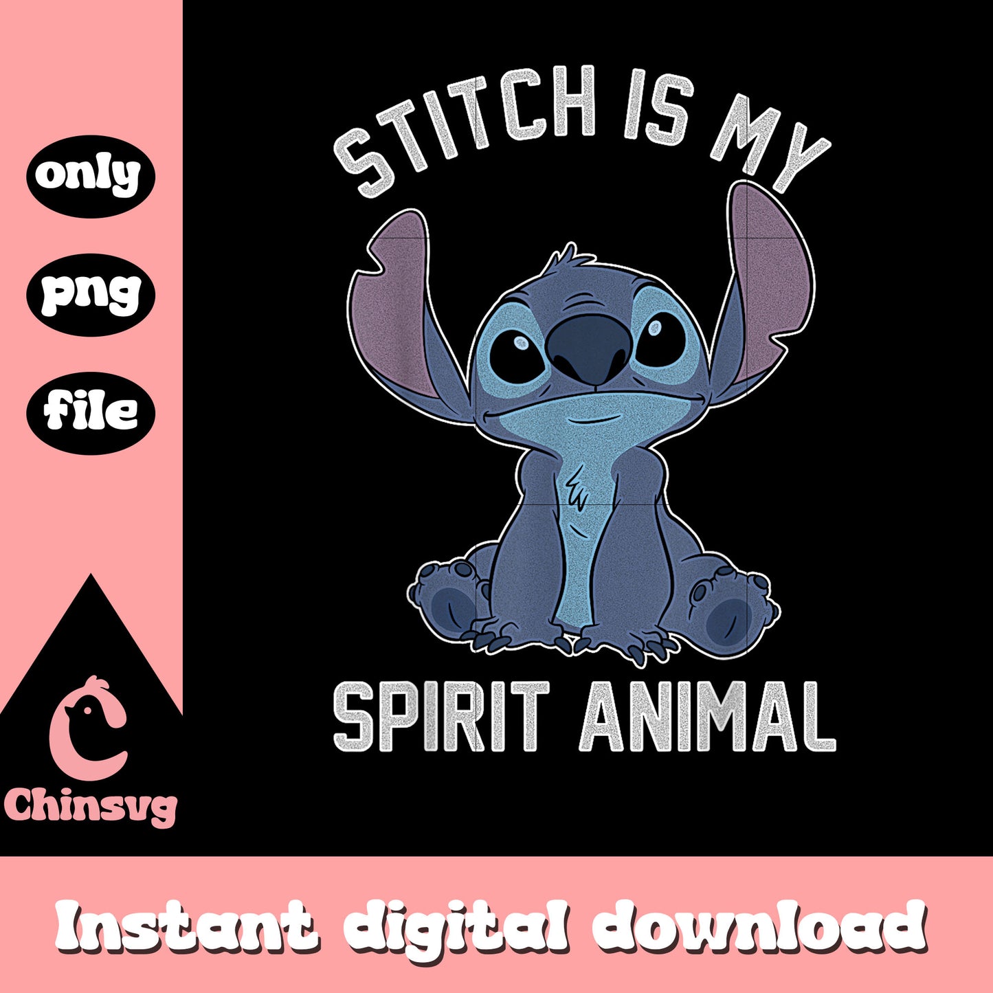 Stitch My Spirit Animal Portrait png, birthday of stitch png