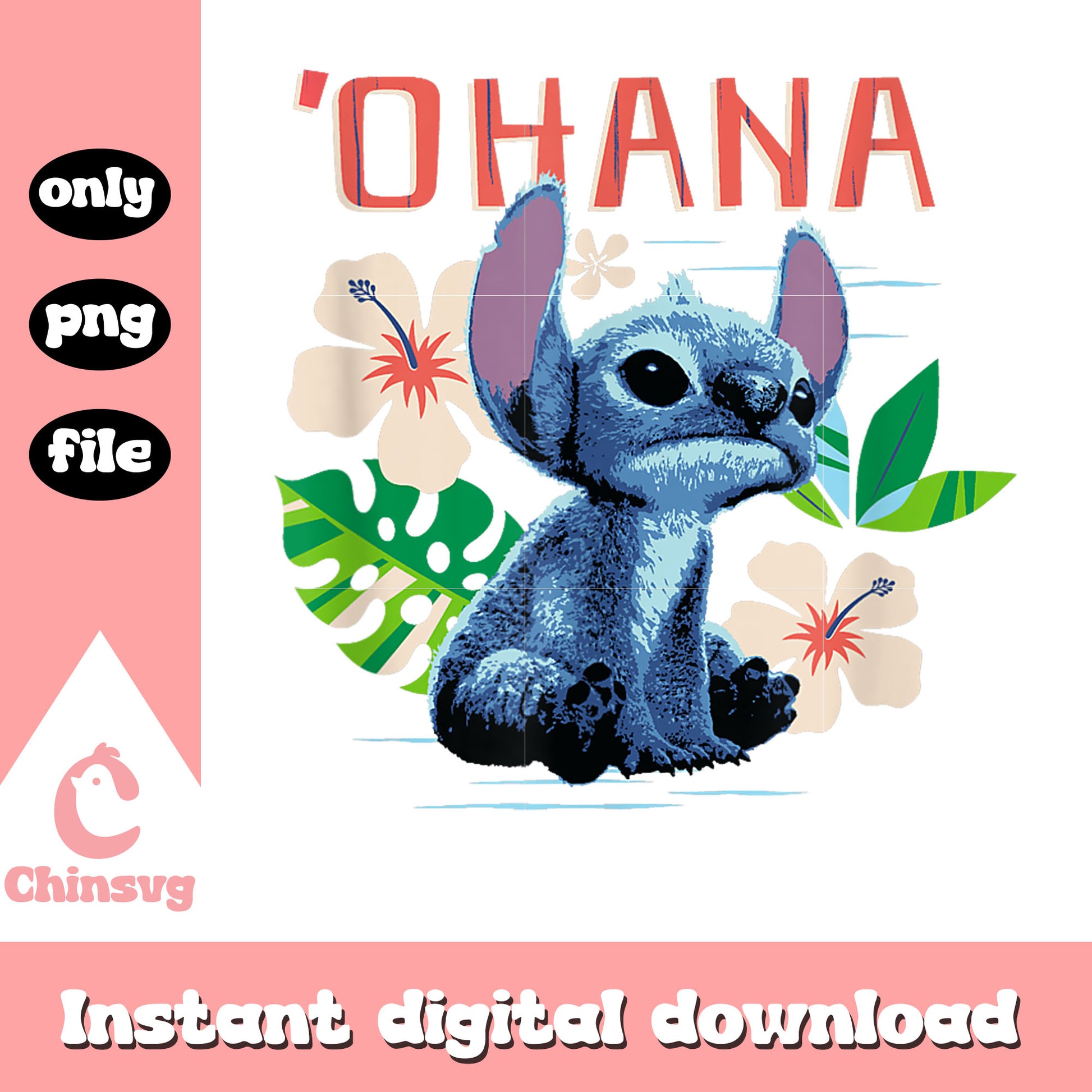 Stitch Ohana Sitting Stitch Cute png, stitch ohana flower png