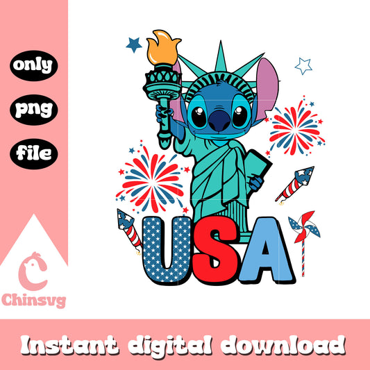 Stitch Statue of Liberty png, USA 4th of july png, Fourth of July png