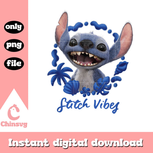 Stitch Vibes Cute Face Portrait png, Stitch Vibes beach png