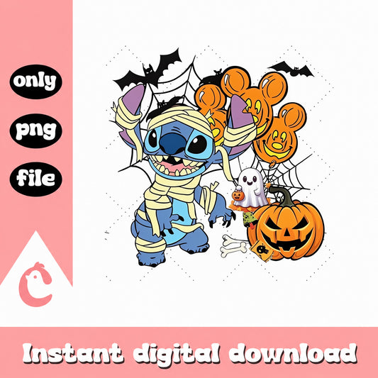 Stitch Halloween Mummy SVG, Disney Halloween SVG, PNG Bundle
