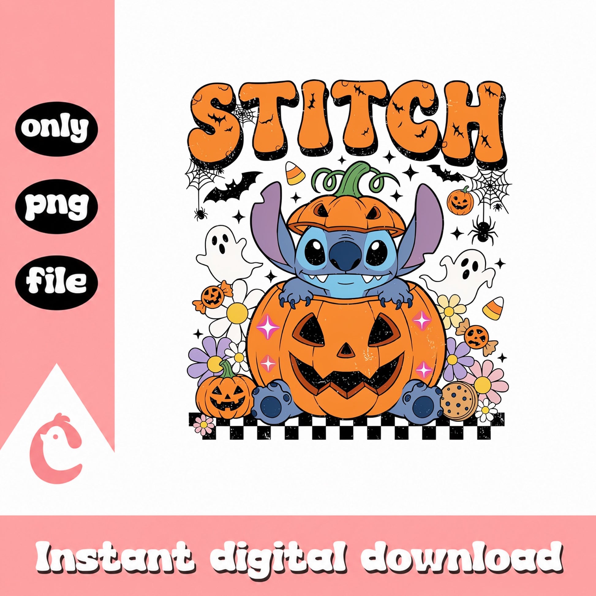 Stitch Halloween PNG, Pumpkin Stitch Design, Disney Halloween PNG
