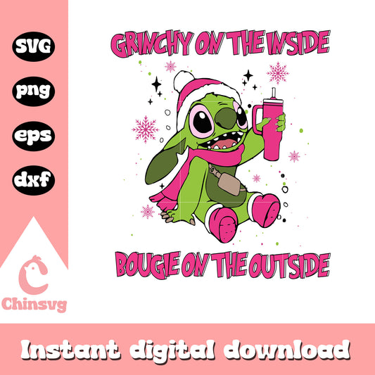 Stitch grinchy on the inside svg, stitch christmas​ svg