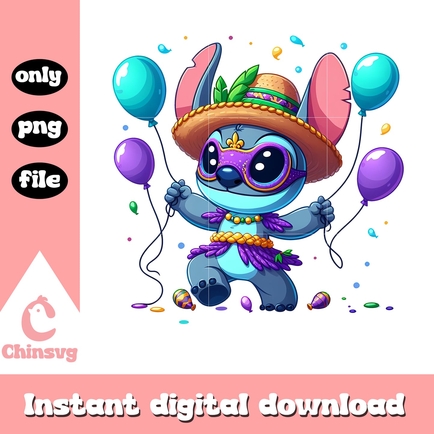 Stitch's outfit on mardi gras day png, mardi gras outfits png