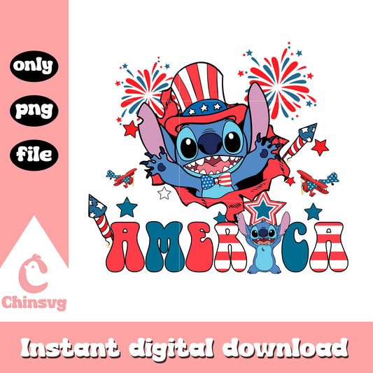 Stitch america day png, stitch disney freedom png, stitch png