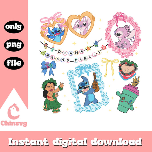 Stitch and angel disney couple png, disney characters png