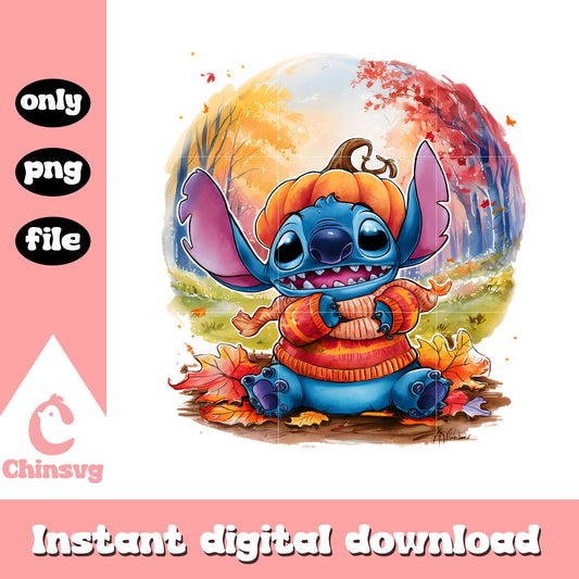 Stitch and lilo autumn fall drawing design png, stitch drawing png