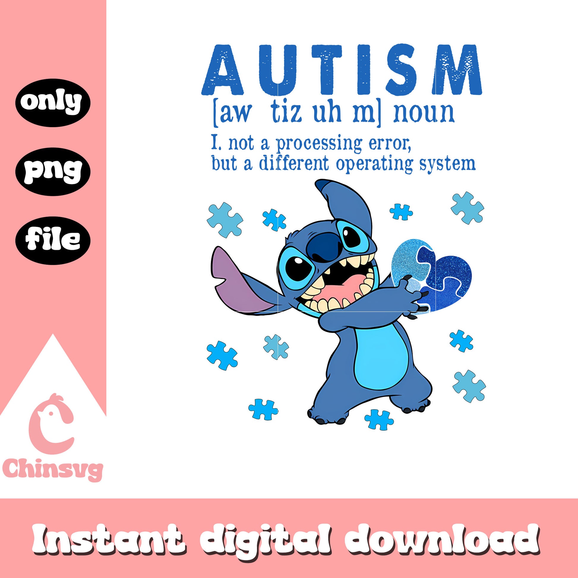 Stitch autism dictionary png, stitch png, autism awareness png
