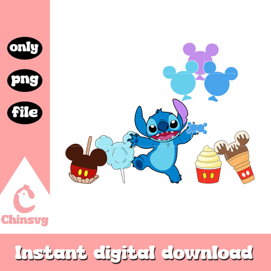 Stitch balloon with ice cream png, stitch cartoons​ png