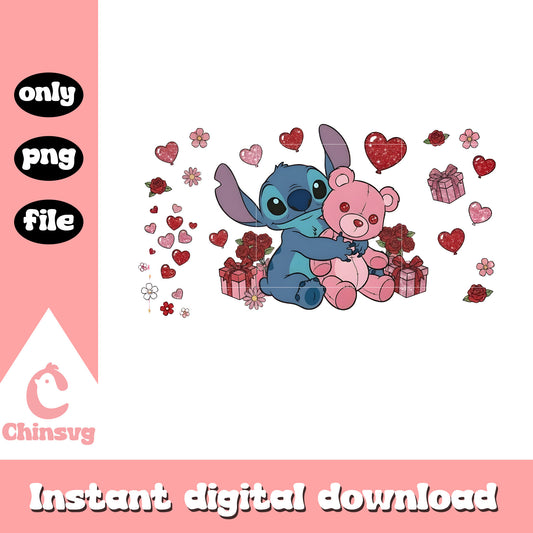 Stitch bear gifts valentine png, stitch valentines day png