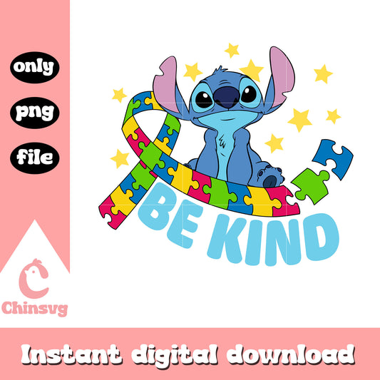 Stitch be kind awareness ribbon png, autism awareness ribbon png