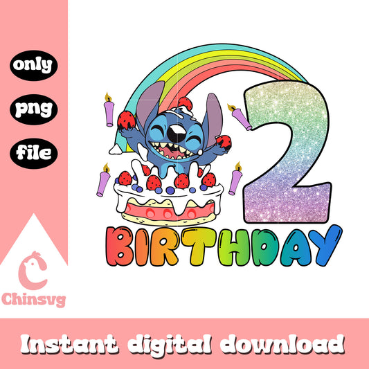 Stitch birthday two png, stitch character png, birthday png