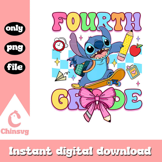 Stitch cartoon fourth grade back to school clipart png, disney png