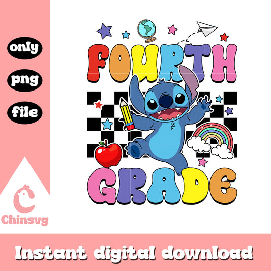 Stitch cartoon fourth grade back to school png, fourth grade png