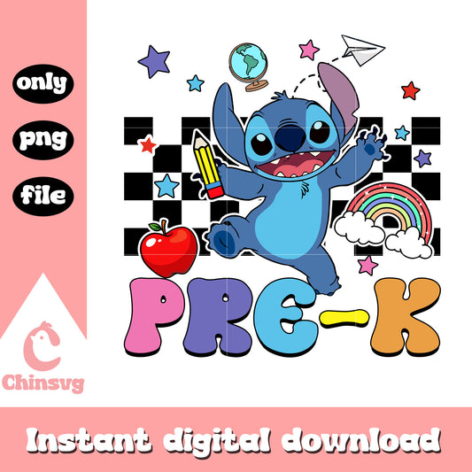 Stitch cartoon pre-k back to school png, school days png