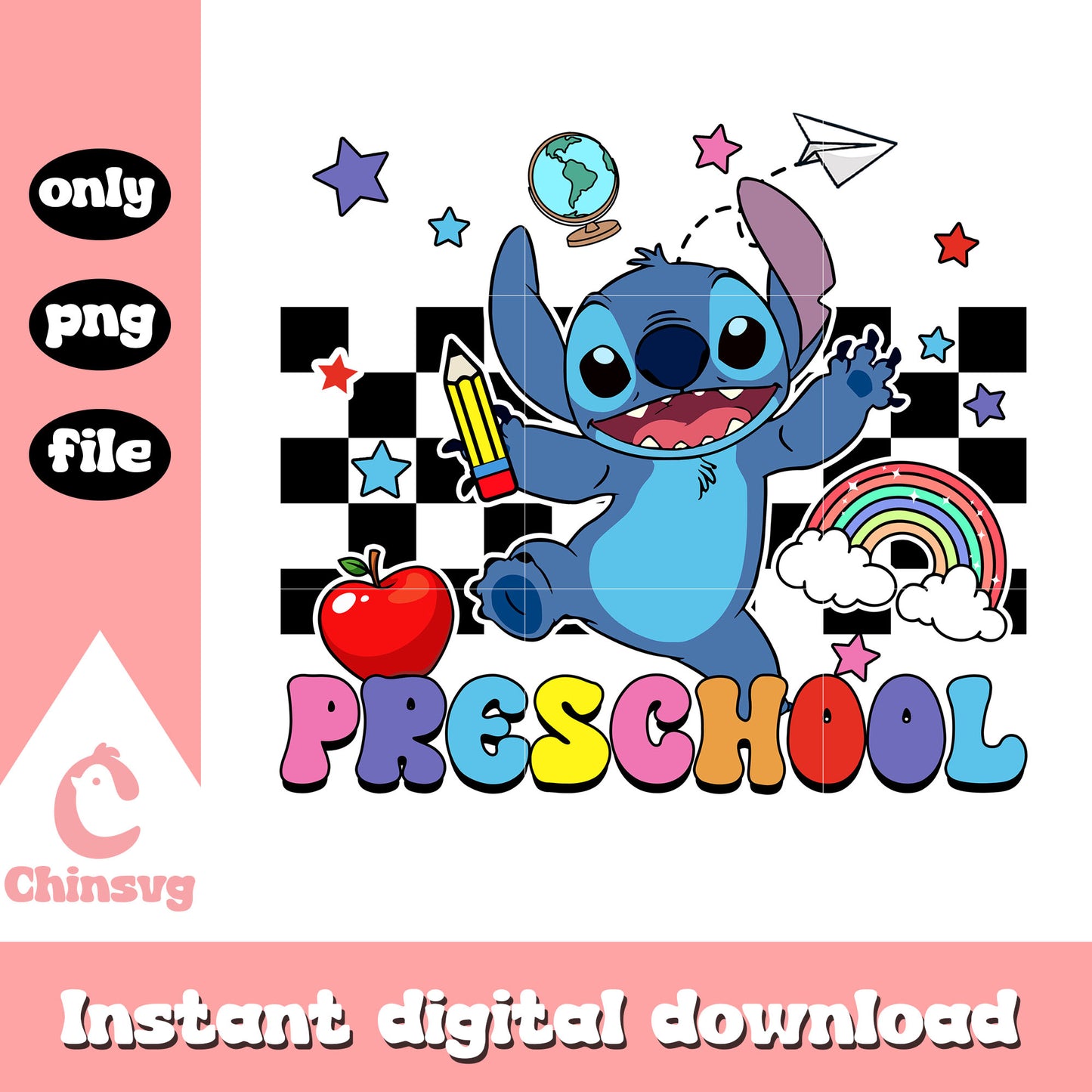Stitch cartoon preschool back to school png, school png