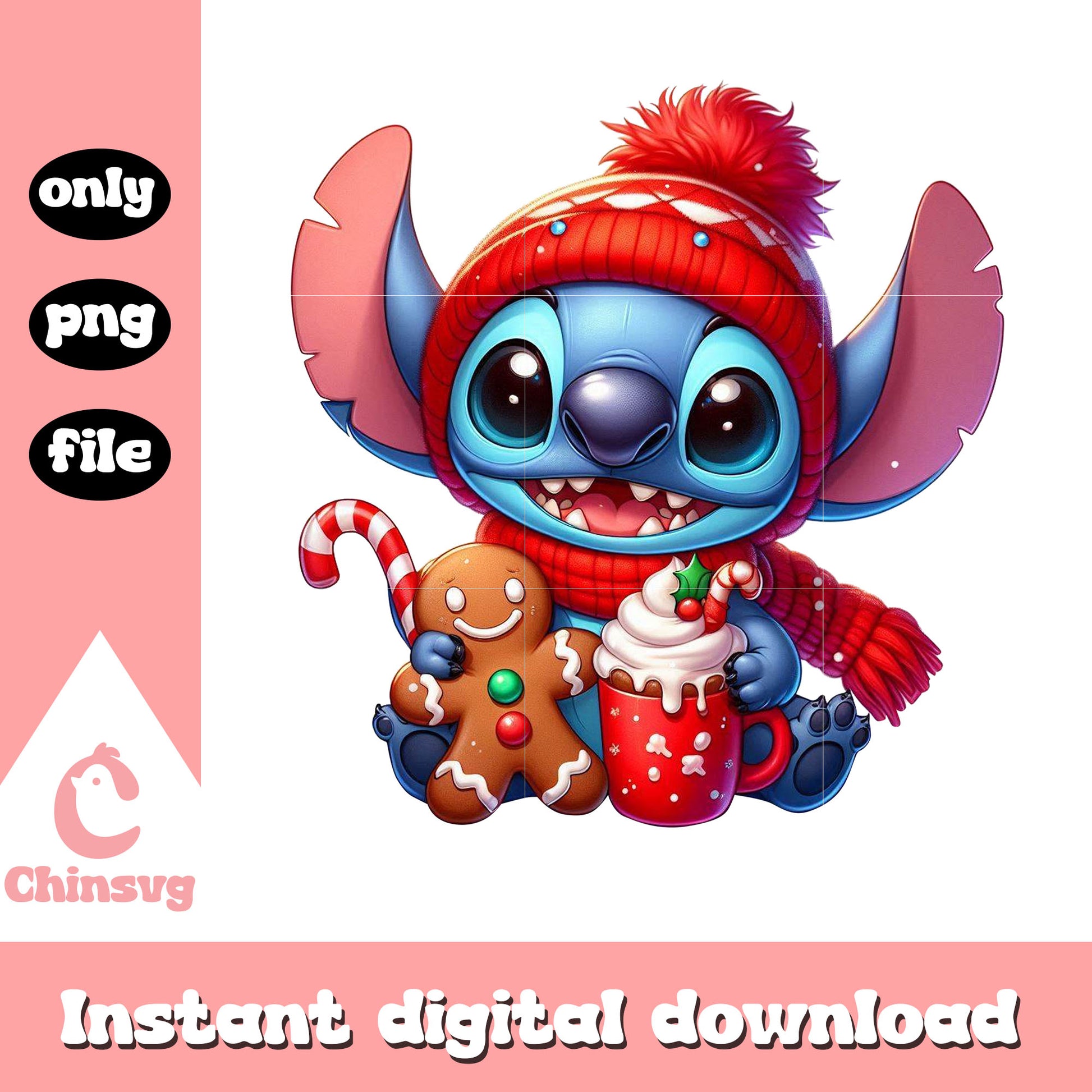 Stitch character and christmas food png, christmas cookies png