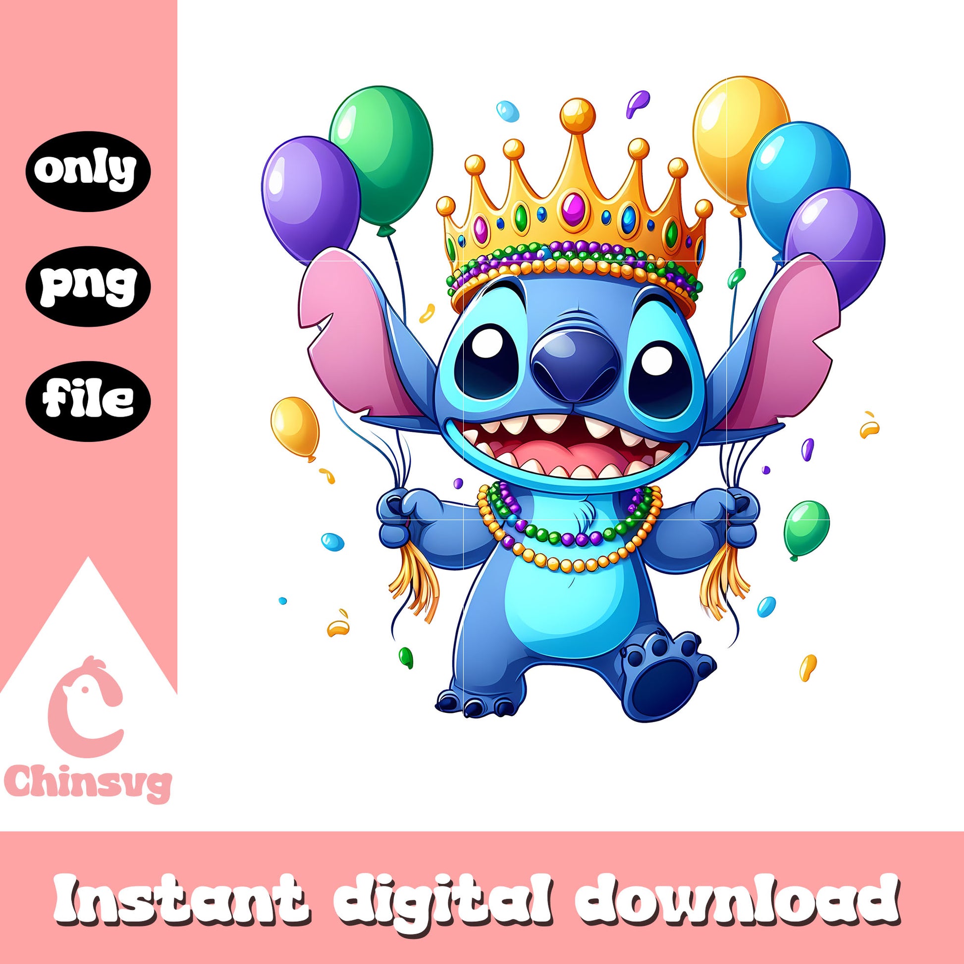 Stitch character mardi gras png, disney mardi gras png
