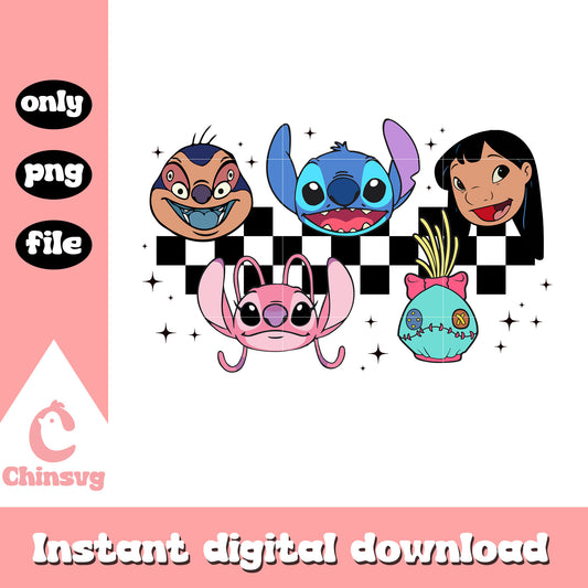 Stitch characters face design png, stitch disney​ png